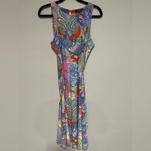 Lauren Ralph Lauren Multicolor Paisley Sheath Dress Size Medium Stretch Resort